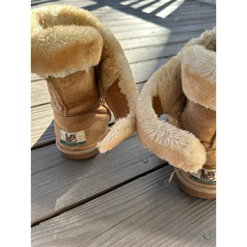 Lamo Suede Boots Tan Suede‎ Leather Faux Fur Woman's 11